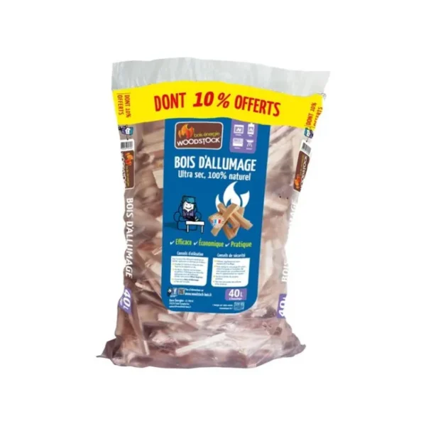 Bois d'allumage WOODSTOCK, sac 40 litres + 10%; L10-EV