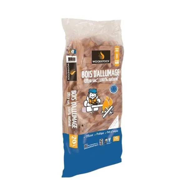 Bois d'allumage WOODSTOCK, sac 20 litres, L10-EV