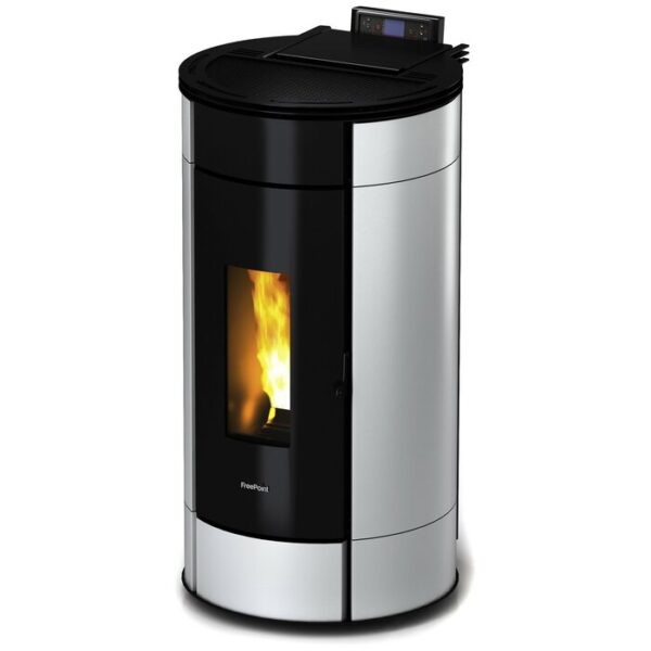 Poêle à pellets FREEPOINT Globe, 10,5 kw, compatible WiFi – blanc/noir-EV