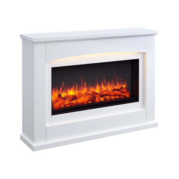 Cheminée Électrique Argon, Cheminée Autoportante Avec Chauffage, Éclairage LED, Effet Flamme 3D Et Télécommande – Cheminée Électrique – Blanc-EV