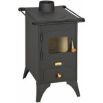 CHAUFFAGE BOIS MODELE RETRO MINI CHEMINEE AVEC POT EN FONTE PRITY MINI 5 KW-EV