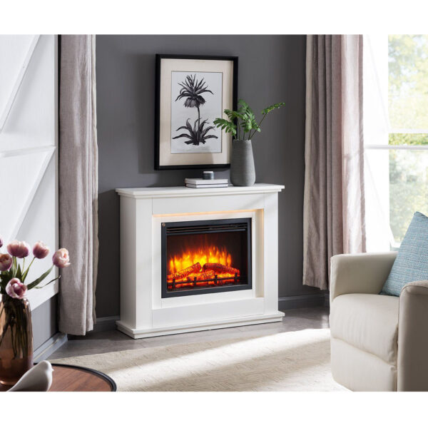 Cheminée Électrique Baldur, Cheminée Autoportante Avec Chauffage, Éclairage LED, Effet Flamme 3D Et Télécommande-EV